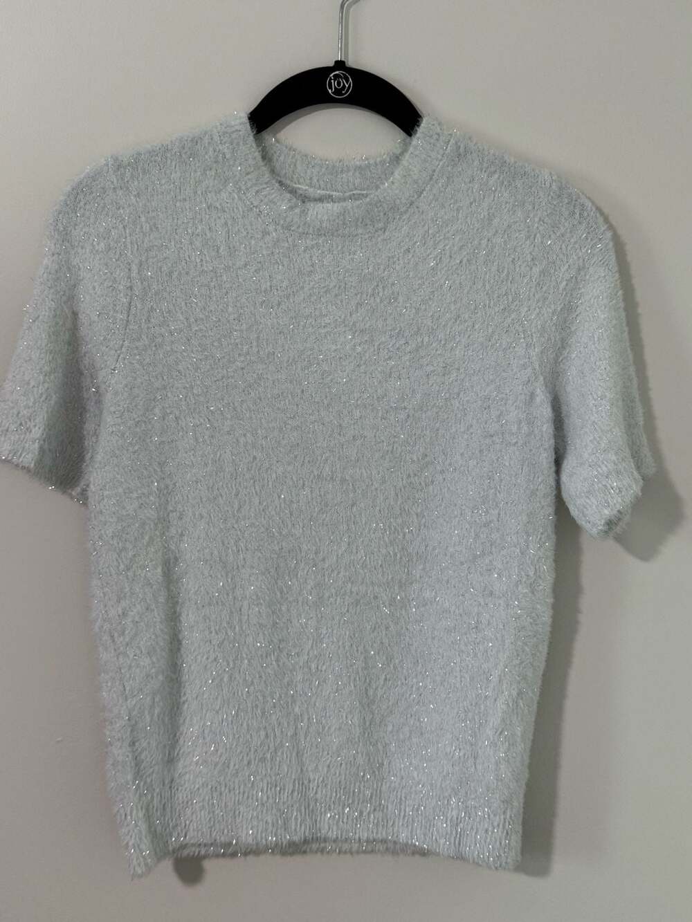 J.Crew Short Sleeve Metallic Shaggy Tinsel Sweater Size XS CP353